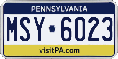 PA license plate MSY6023