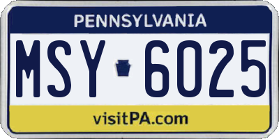 PA license plate MSY6025