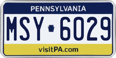 PA license plate MSY6029