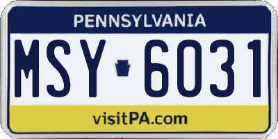 PA license plate MSY6031