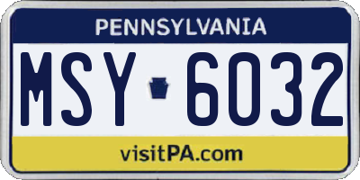 PA license plate MSY6032