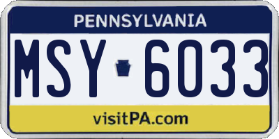PA license plate MSY6033
