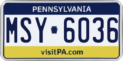 PA license plate MSY6036