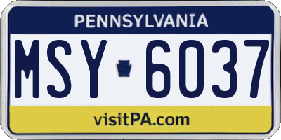 PA license plate MSY6037