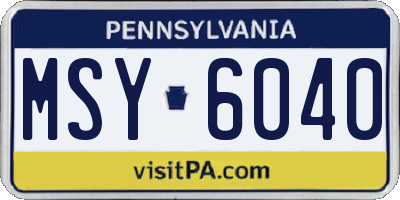 PA license plate MSY6040
