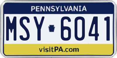 PA license plate MSY6041
