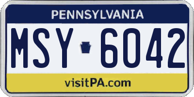 PA license plate MSY6042