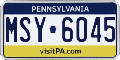 PA license plate MSY6045