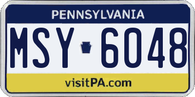 PA license plate MSY6048