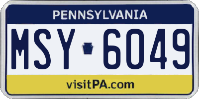 PA license plate MSY6049
