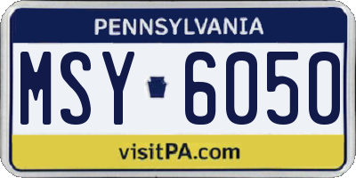 PA license plate MSY6050