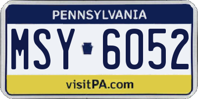 PA license plate MSY6052