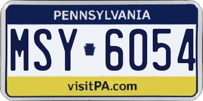 PA license plate MSY6054