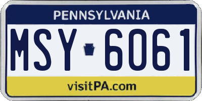 PA license plate MSY6061