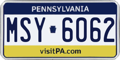 PA license plate MSY6062