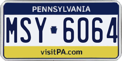 PA license plate MSY6064