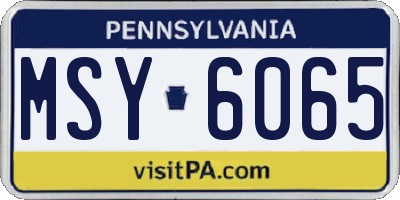 PA license plate MSY6065