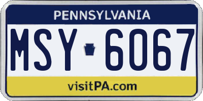 PA license plate MSY6067