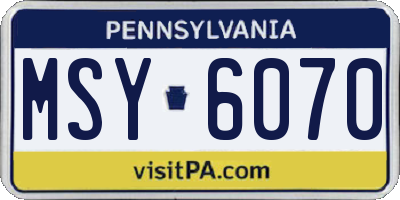 PA license plate MSY6070