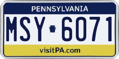 PA license plate MSY6071