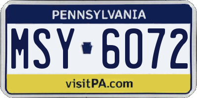 PA license plate MSY6072