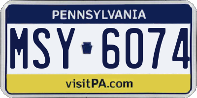 PA license plate MSY6074