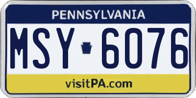 PA license plate MSY6076
