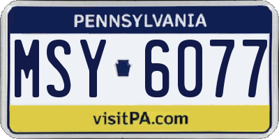 PA license plate MSY6077