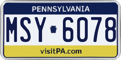 PA license plate MSY6078
