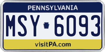 PA license plate MSY6093
