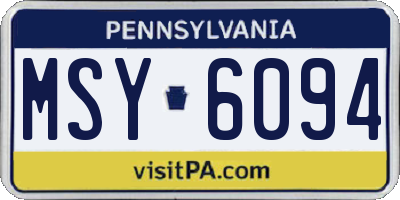 PA license plate MSY6094