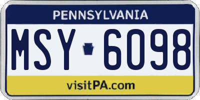 PA license plate MSY6098