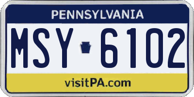 PA license plate MSY6102