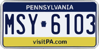 PA license plate MSY6103