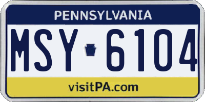 PA license plate MSY6104