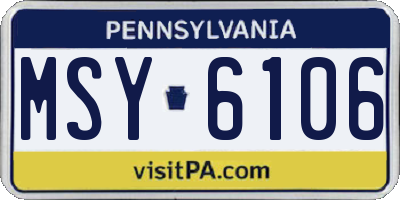 PA license plate MSY6106