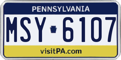 PA license plate MSY6107