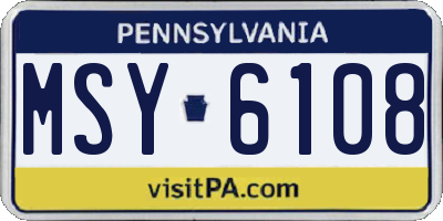 PA license plate MSY6108