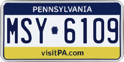PA license plate MSY6109