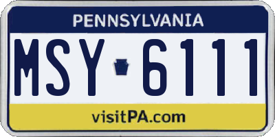 PA license plate MSY6111