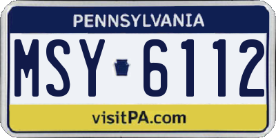 PA license plate MSY6112