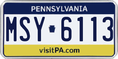 PA license plate MSY6113