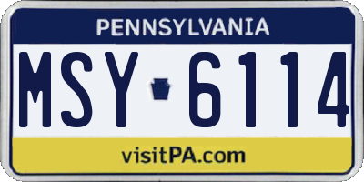 PA license plate MSY6114