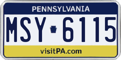 PA license plate MSY6115