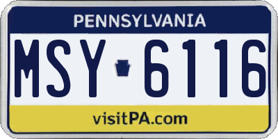 PA license plate MSY6116