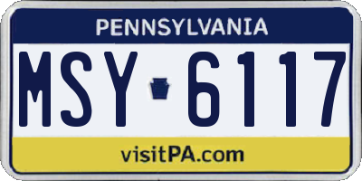PA license plate MSY6117