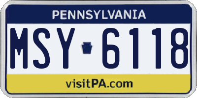 PA license plate MSY6118