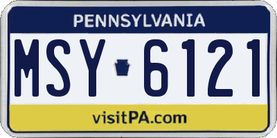 PA license plate MSY6121