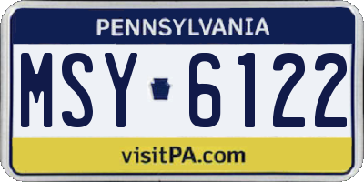 PA license plate MSY6122
