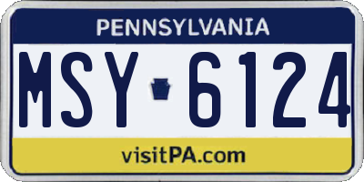 PA license plate MSY6124